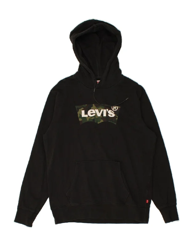 LEVI'S Mens Graphic Hoodie Jumper Large Black