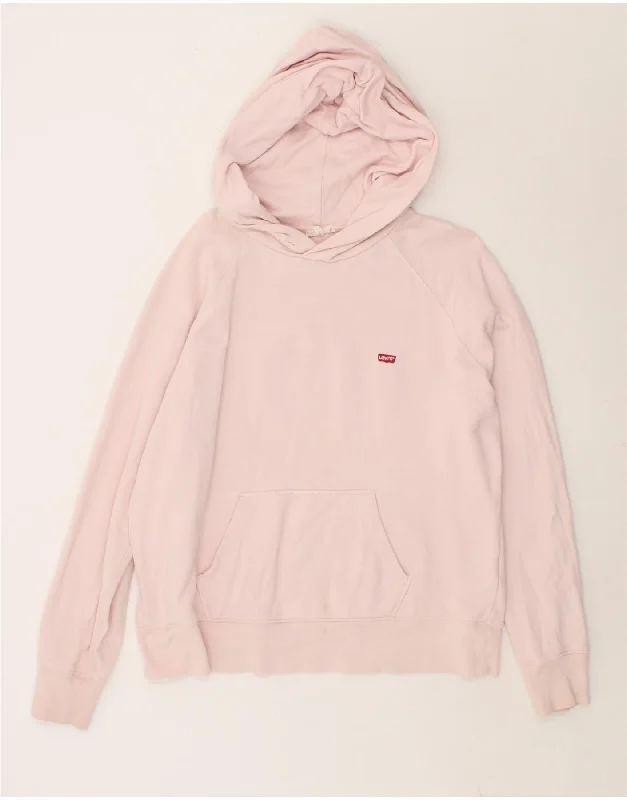 LEVI'S Womens Hoodie Jumper UK 14 Medium Pink Cotton