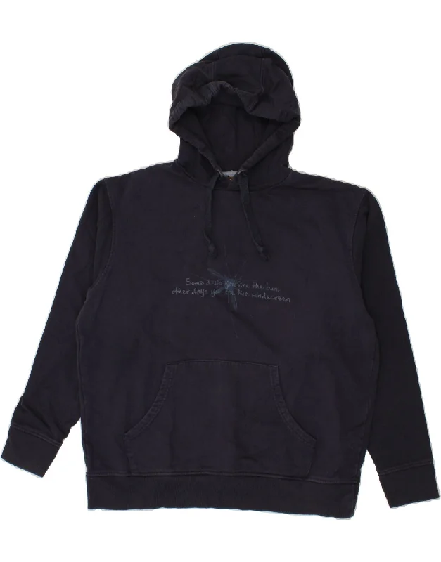 MOUNTAIN WAREHOUSE Mens Graphic Hoodie Jumper Large Navy Blue