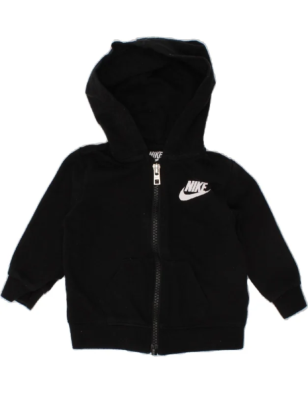 NIKE Baby Boys Graphic Zip Hoodie Sweater 3-6 Months Black Cotton