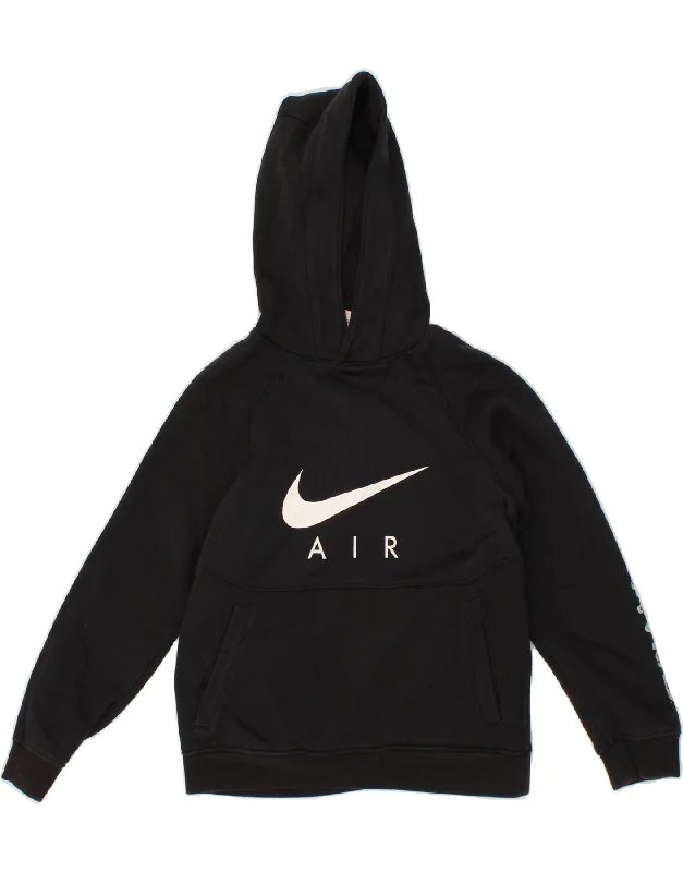 NIKE Boys Air Graphic Hoodie Jumper 8-9 Years Small Black Cotton