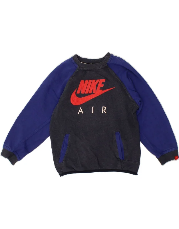 NIKE Boys Air Graphic Sweatshirt Jumper 6-7 Years Large Black Colourblock