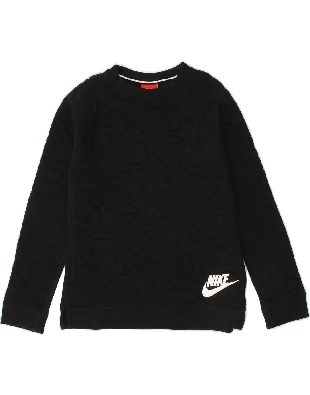 NIKE Boys Graphic Sweatshirt Jumper 10-11 Years Medium Black Cotton