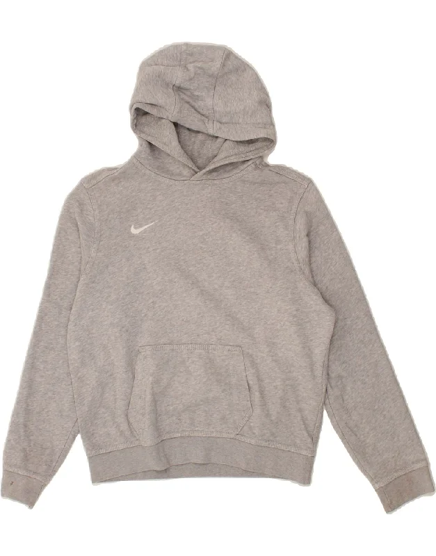 NIKE Boys Hoodie Jumper 12-13 Years Large Grey Cotton