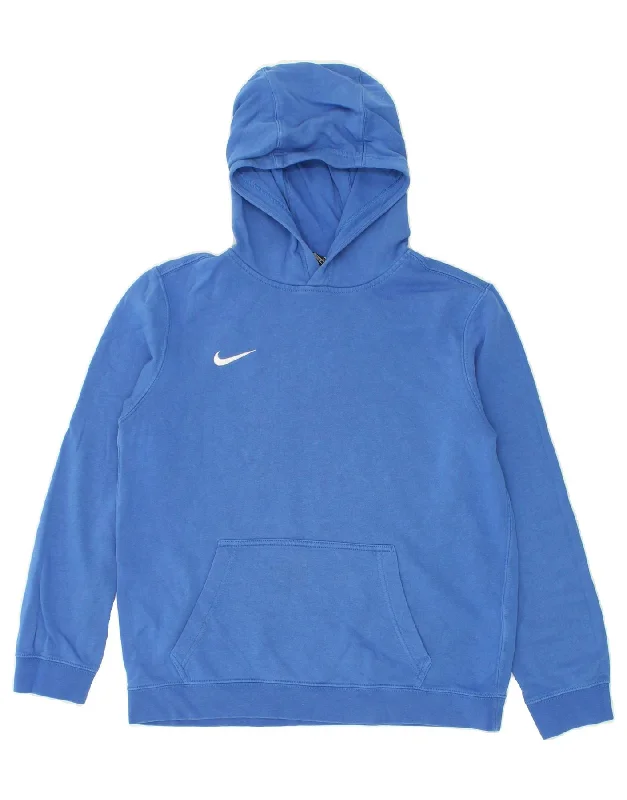 NIKE Boys Hoodie Jumper 13-14 Years XL Blue Cotton