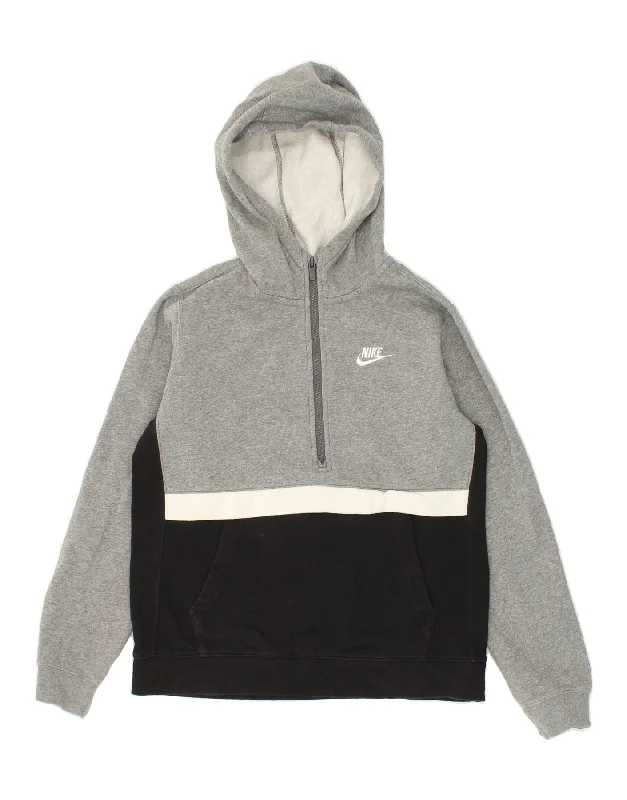 NIKE Boys Standard Fit Hoodie Jumper 13-14 Years XL Grey Colourblock