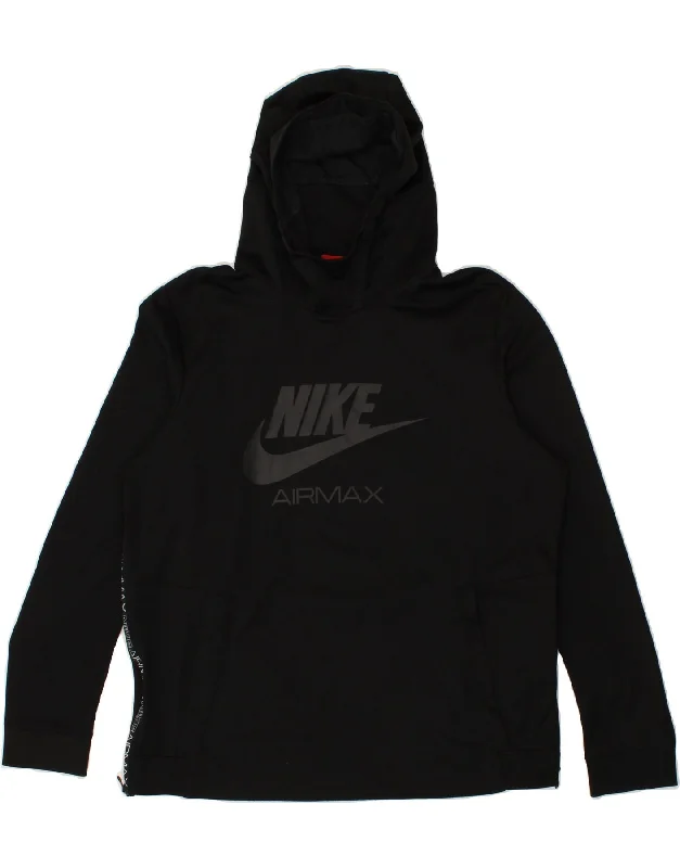 NIKE Mens Graphic Hoodie Jumper Large Black Cotton