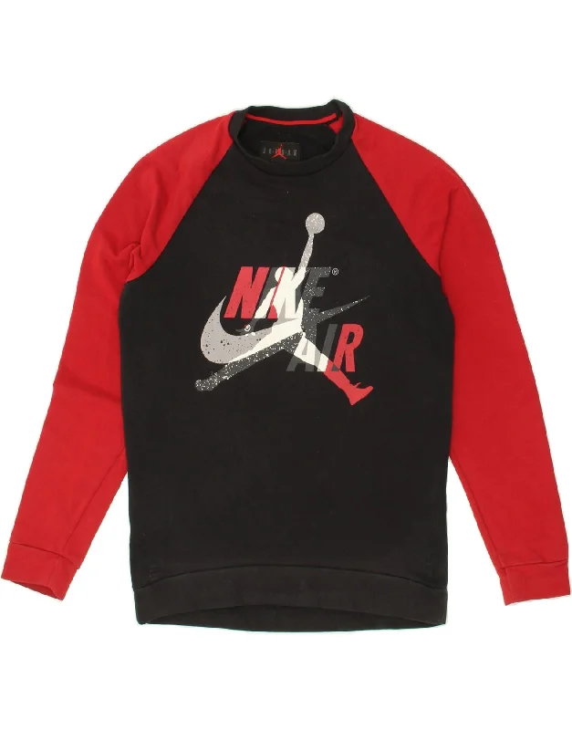 NIKE Mens Jordan Graphic Sweatshirt Jumper Medium Black Colourblock Cotton