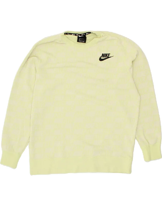 NIKE Womens Oversized Graphic Sweatshirt Jumper UK 14 Medium Green Cotton