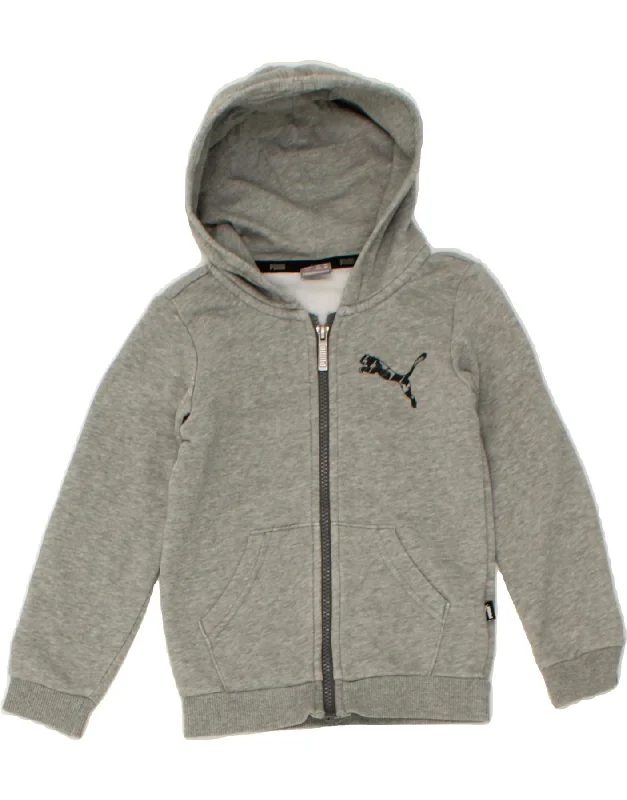 PUMA Boys Graphic Hoodie Jumper 3-4 Years Grey Cotton