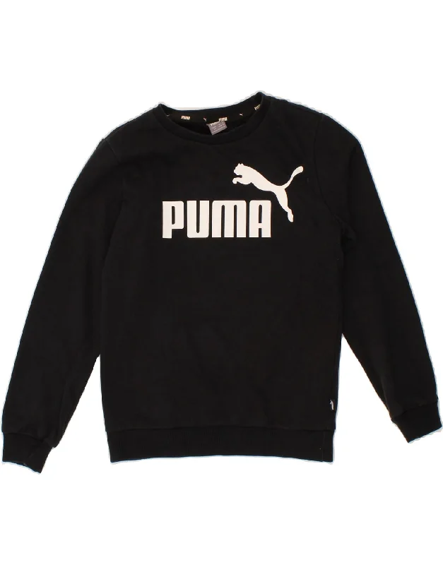 PUMA Boys Graphic Sweatshirt Jumper 11-12 Years Black Cotton