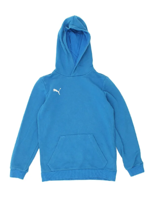 PUMA Boys Hoodie Jumper 11-12 Years Blue Cotton