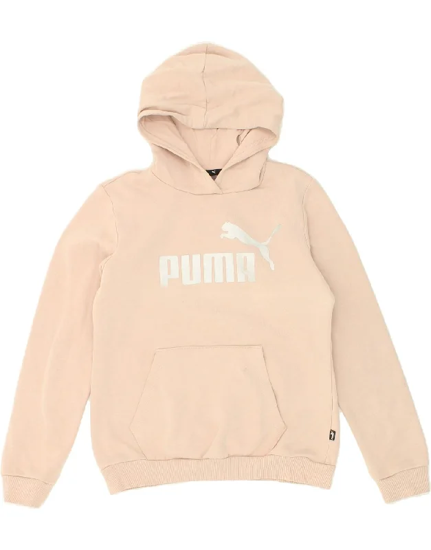 PUMA Girls Graphic Hoodie Jumper 13-14 Years Beige