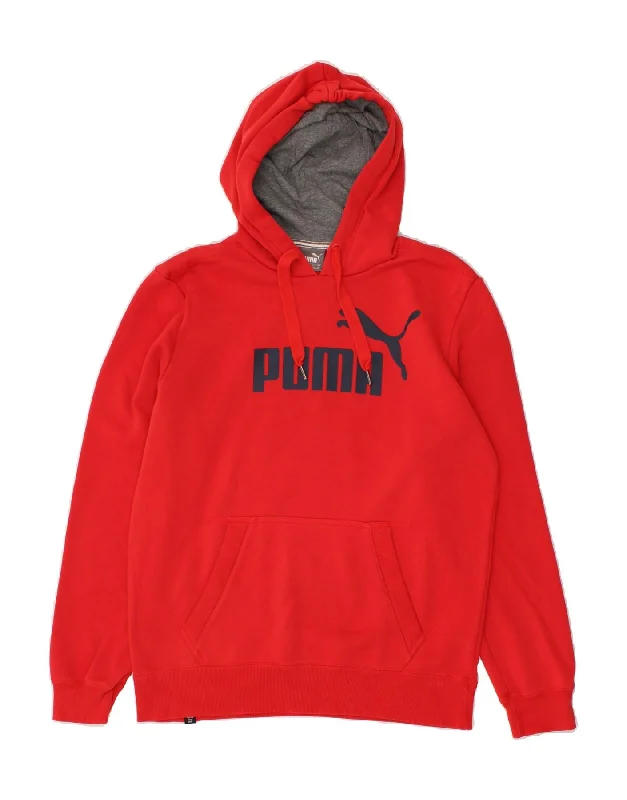 PUMA Mens Graphic Hoodie Jumper Medium Red Cotton