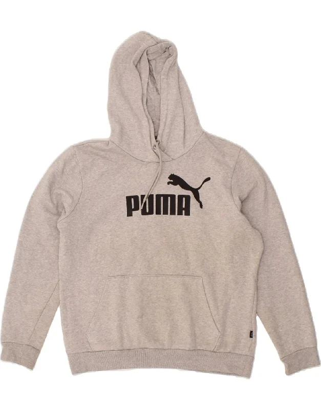 PUMA Womens Graphic Hoodie Jumper UK 16 Large Grey Cotton