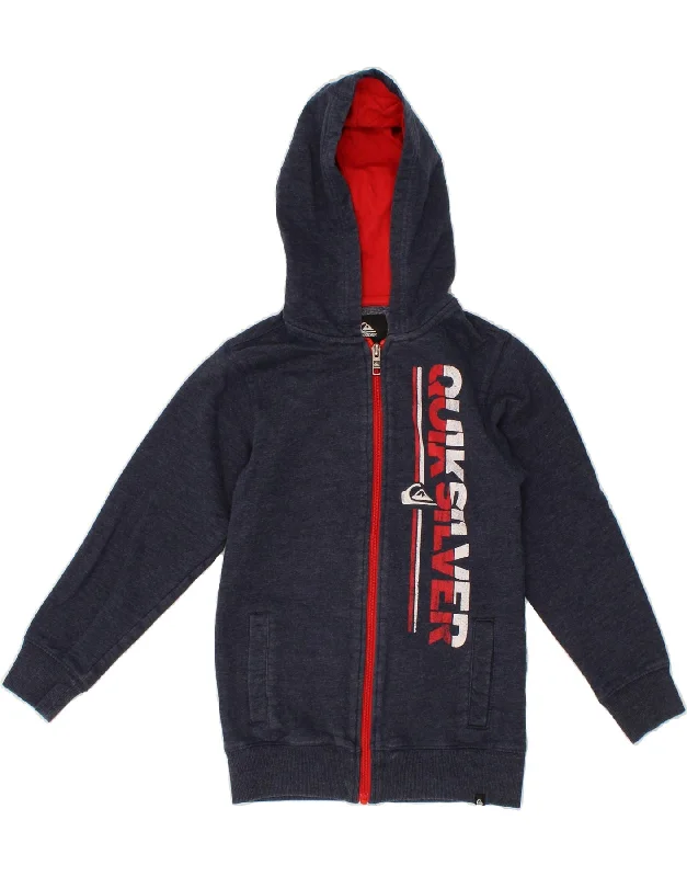 QUIKSILVER Boys Graphic Zip Hoodie Sweater 7-8 Years Medium  Navy Blue