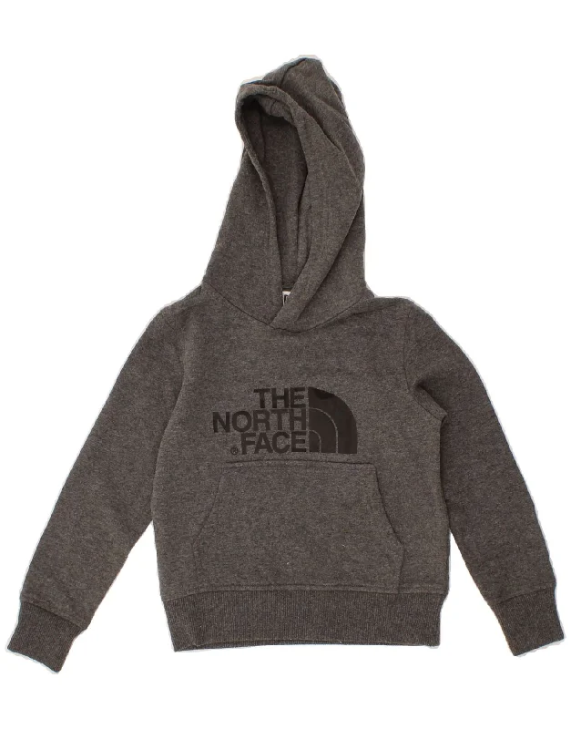 THE NORTH FACE Boys Graphic Hoodie Jumper 5-6 Years XS Grey Cotton