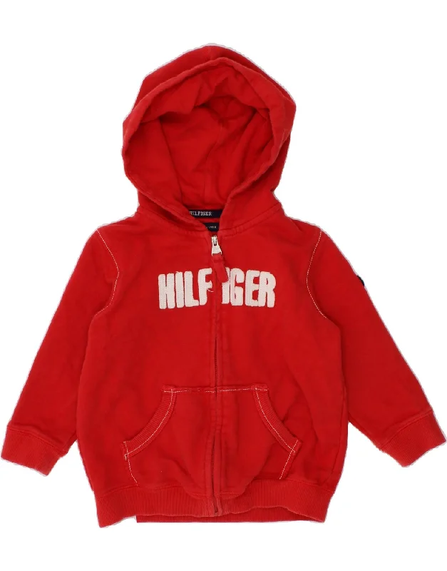 TOMMY HILFIGER Baby Boys Graphic Zip Hoodie Sweater 18-24 Months Red