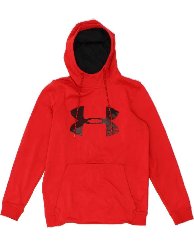 UNDER ARMOUR Mens Graphic Hoodie Jumper Small Red Polyester