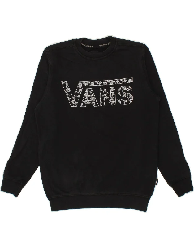 VANS Womens Graphic Sweatshirt Jumper UK 14 Medium Black Cotton