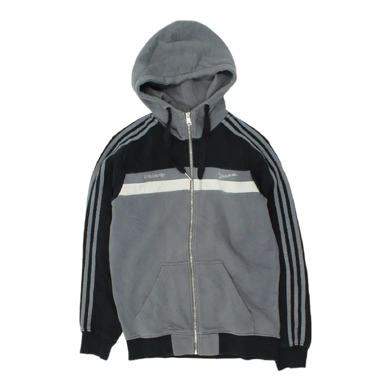 Vespas Adidas Mens Grey Black Full Zip Hoodie | Sportswear Hoodie Sweatshirt VTG