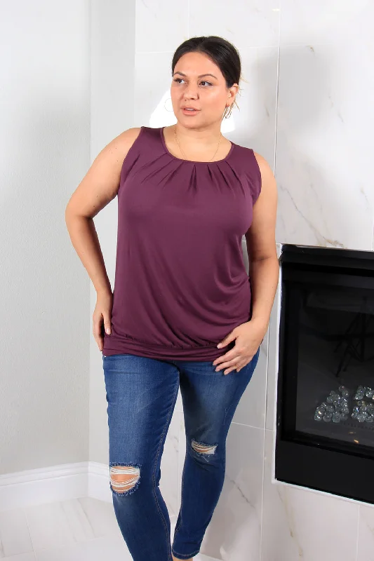 Amelia Pleated Top | Eggplant