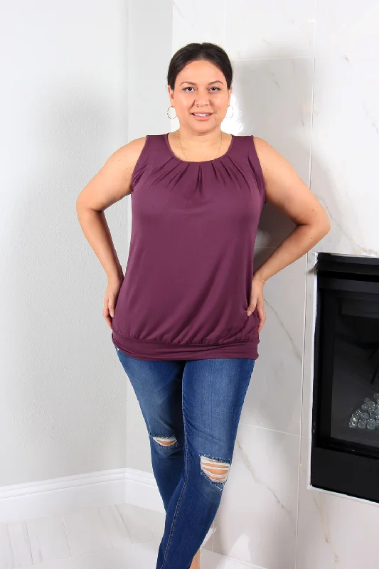 Amelia Pleated Top | Eggplant