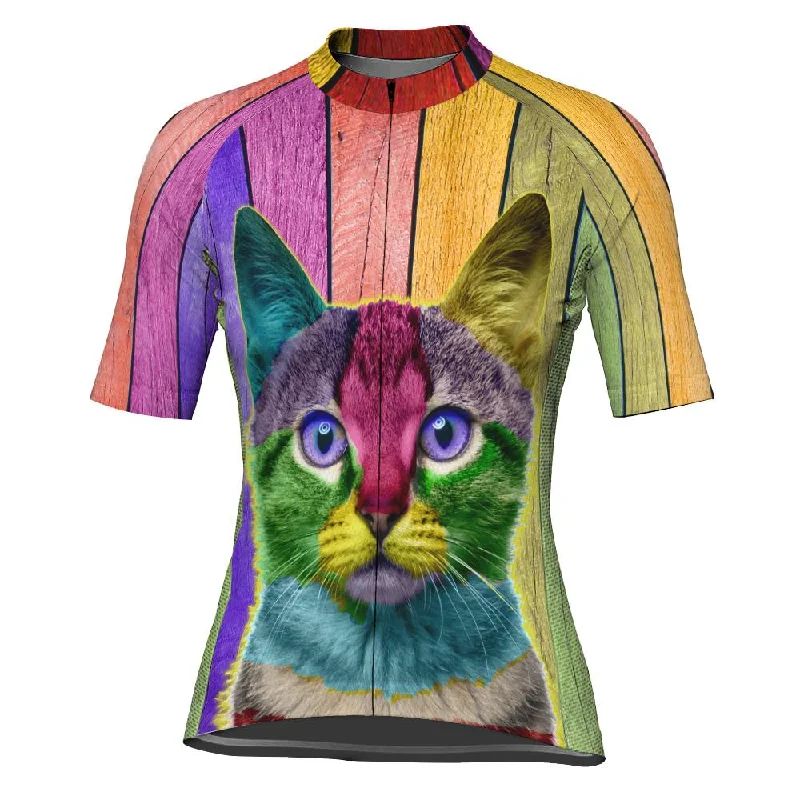 Colorful Cat Short Sleeve Cycling Jersey for Women