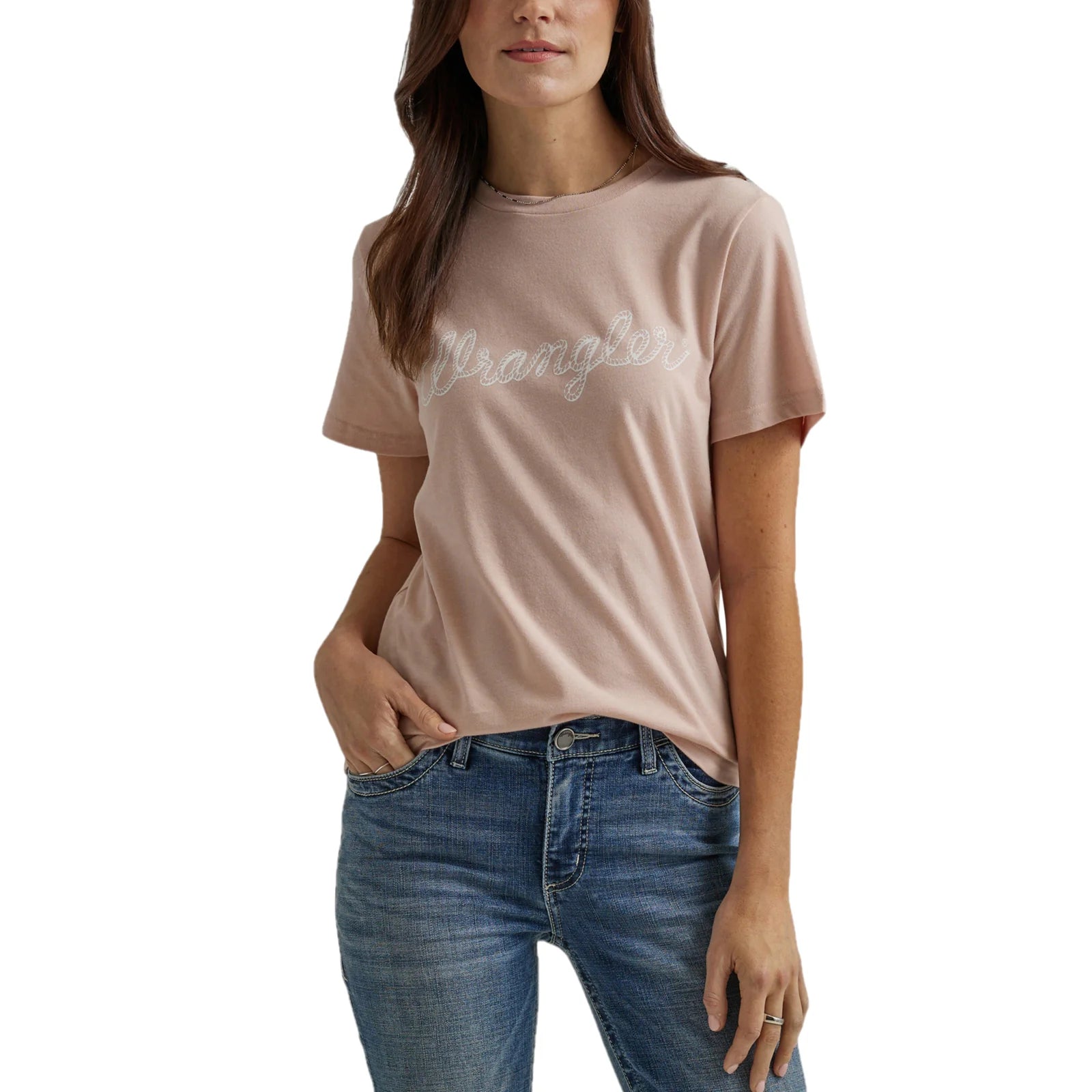 Ladies Wrangler Logo Tee ~ Peach