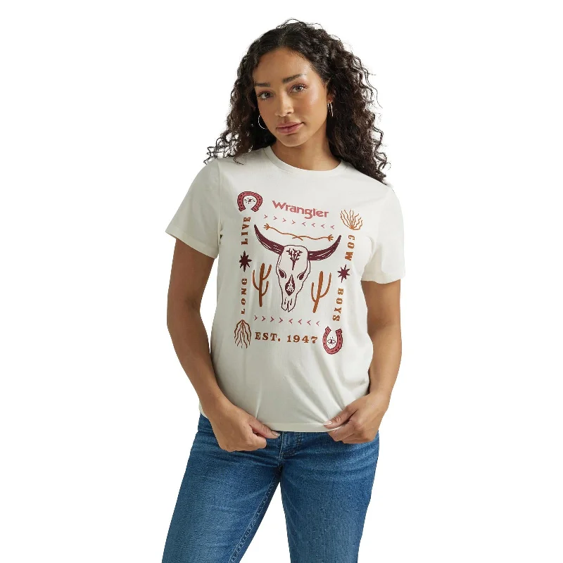 Ladies Wrangler Retro Steer Skull Tee