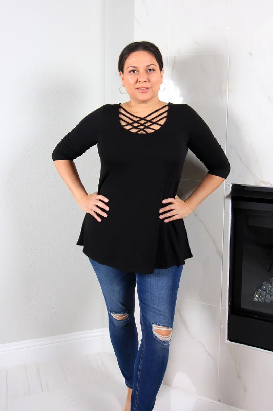 Lily Criss Cross Top | Black