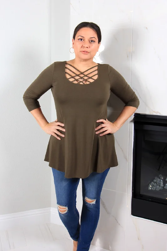 Lily Criss Cross Top | Olive