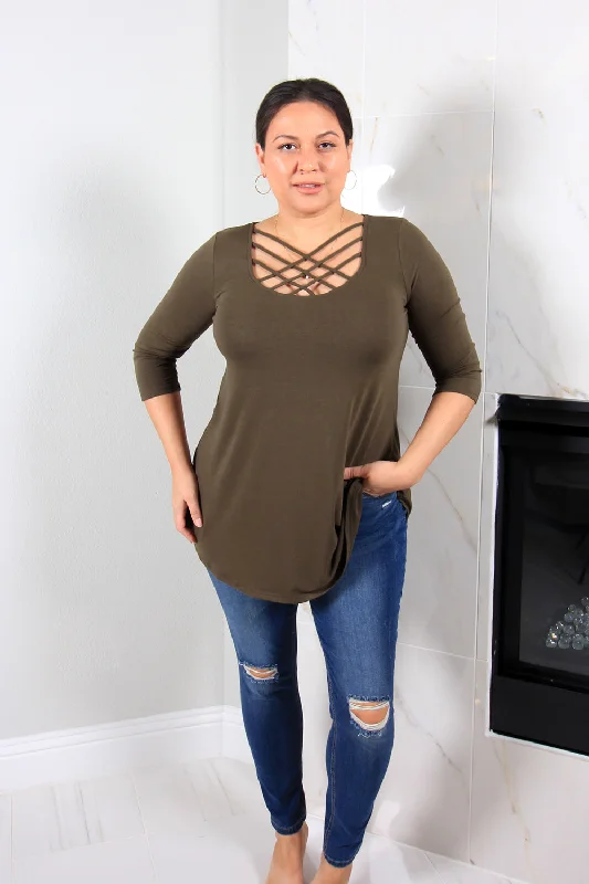 Lily Criss Cross Top | Olive