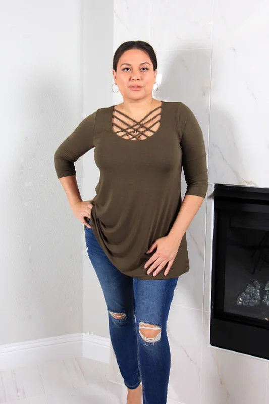 Lily Criss Cross Top | Olive