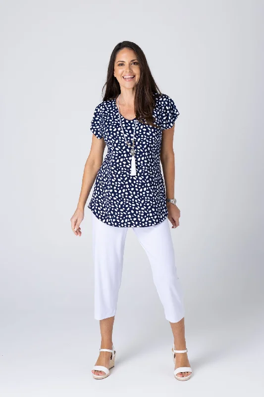 Spots Print Short Sleeve Jersey Top