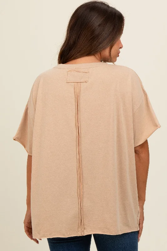 Taupe Raw Rolled Hem Maternity Top