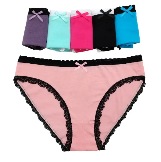 24 X Womens Coloured Bikini Briefs Lace Trim Undies Cotton Underwear Solid Jocks Banded bikini top, Sleek, Trendy, Comfortable