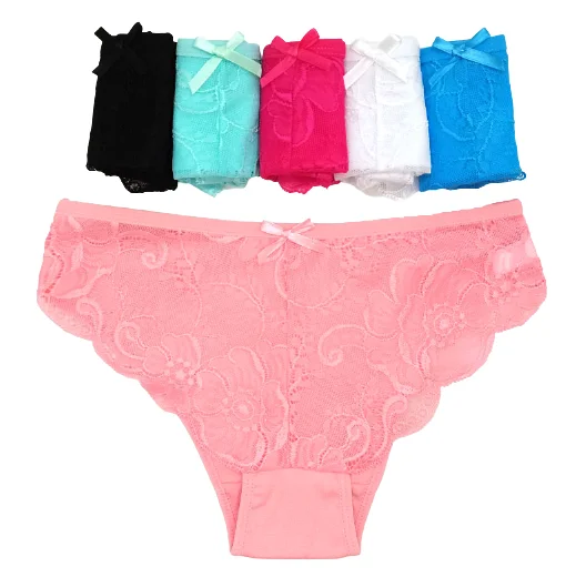 6 x Womens Cotton Lace Boyfront Bikini Briefs - Undies Coloured Underwear Jocks Triangle bikini top, Simple, Comfortable, Sexy