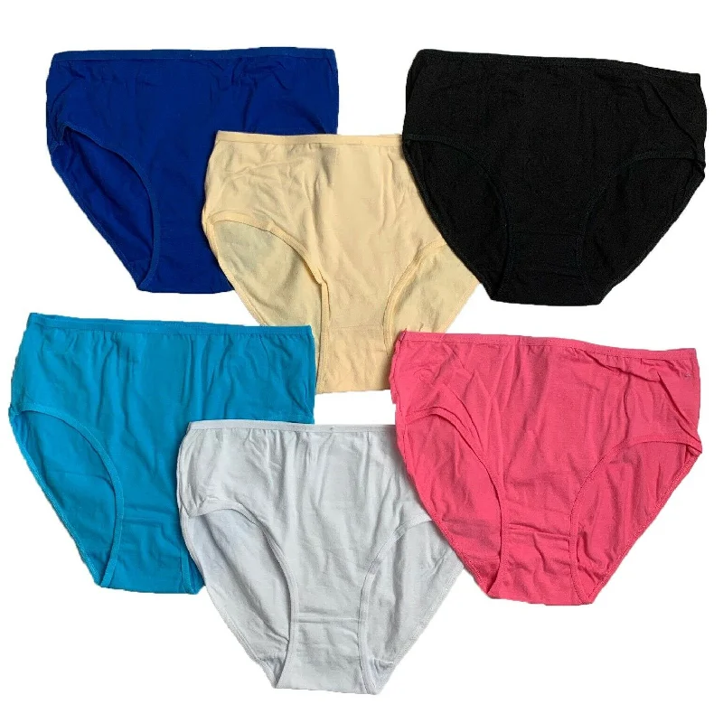 6 x Womens Solid Cotton Bikini Underwear Brief Sexy Panties Comfy Plus Size Tied bikini, Adjustable, Sexy, Comfortable