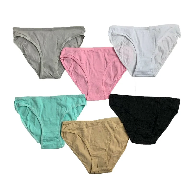6 x Womens Solid Cotton Bikini Underwear Brief Sexy Panties Comfy Triangle bikini, Simple, Chic, Comfortable
