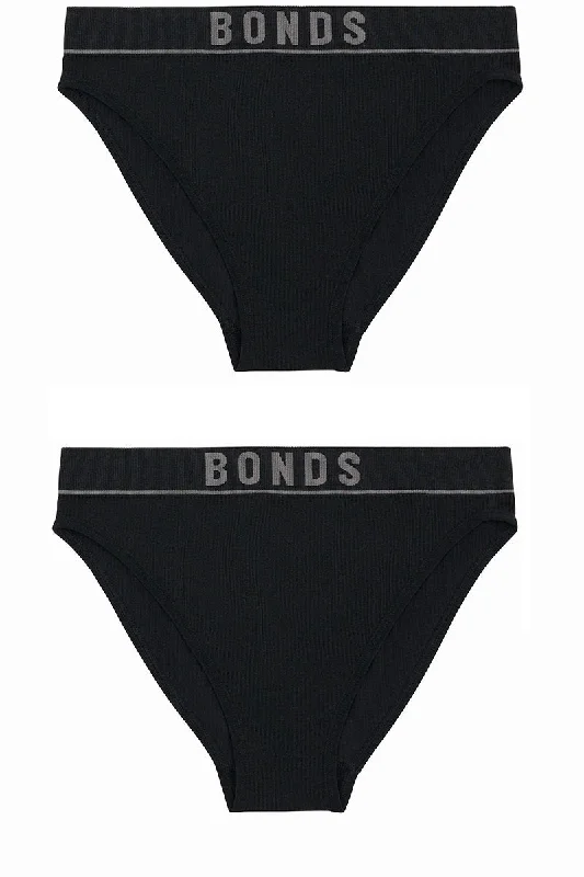 Bonds Womens Retro Rib Hi Bikini 2 Pack - Black/Black Wrap-around bikini, Sexy, Trendy, Comfortable