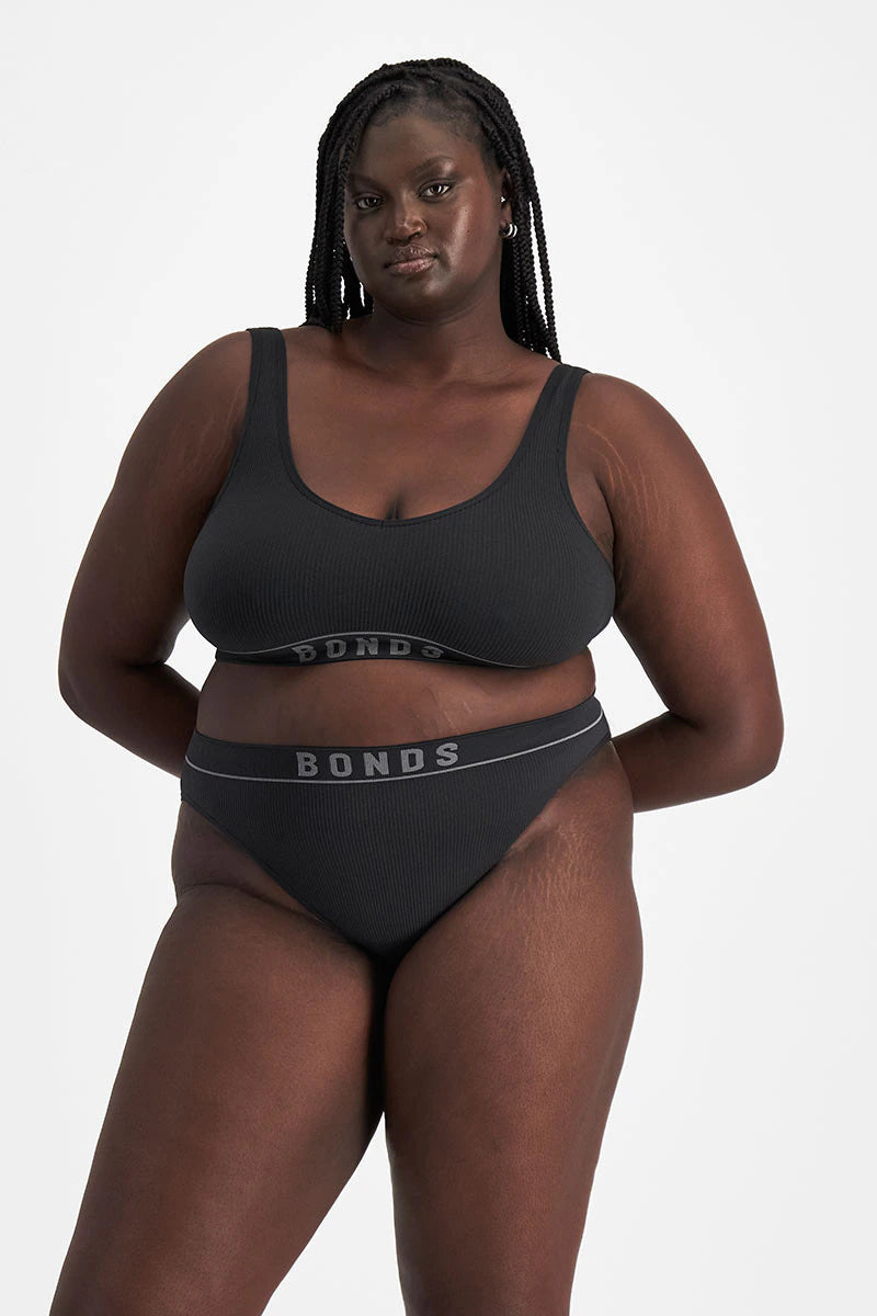 Bonds Womens Retro Rib Hi Hi Bikini - Black Adjustable bikini, Custom fit, Comfortable, Chic