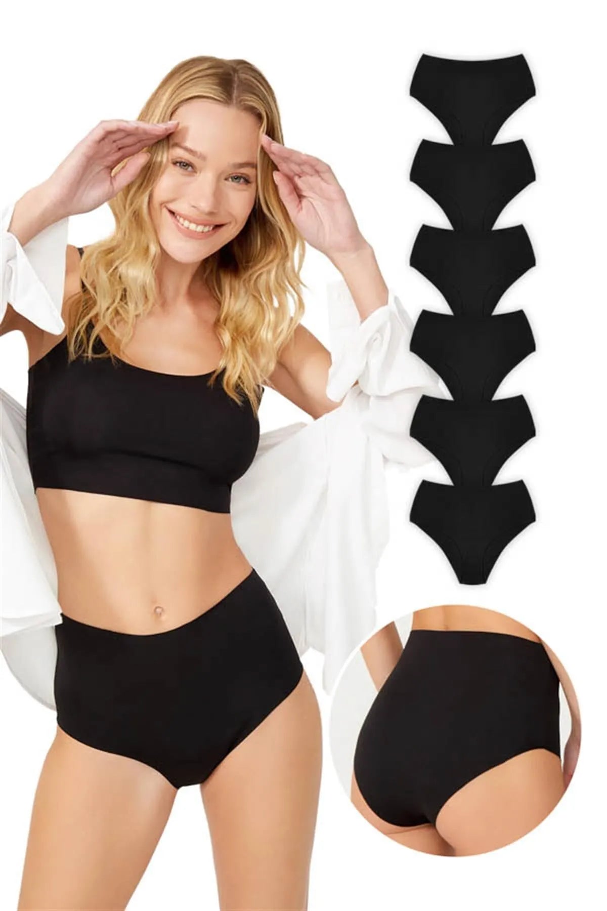 Cottonhill Women's High Waist Basic Laser Cut Bikini 6 Pack Panties Eco-friendly swimwear, Sustainable, Trendy, Fashionable Cottonhill Women's High Waist Basic Laser Cut Bikini 6 Pack Panties Eco-friendly swimwear, Sustainable, Trendy, Fashionable