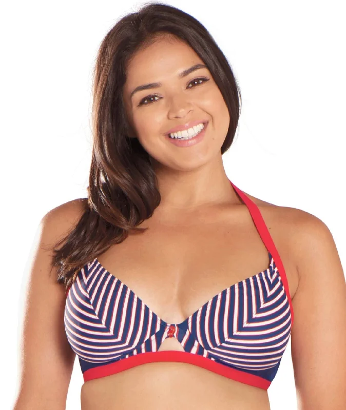 Curvy Kate Ahoy Halterneck Bikini - Nautical Stripe Ruffled bikini bottom, Fun, Feminine, Trendy