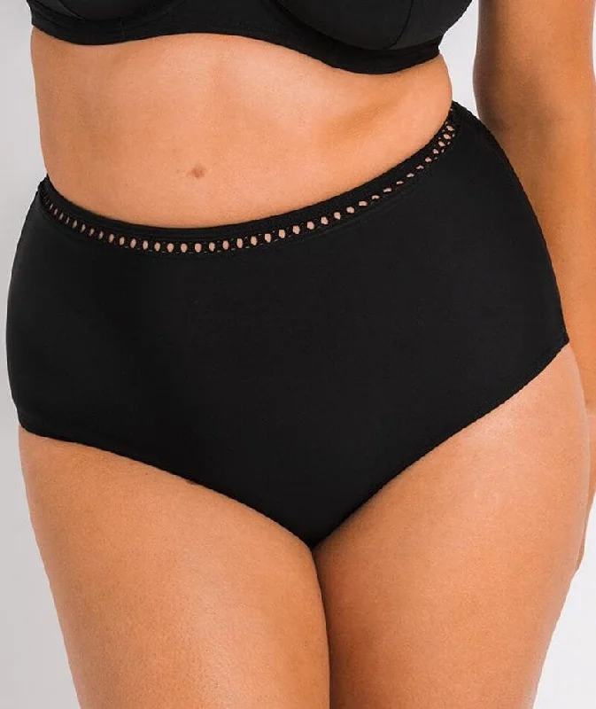 Curvy Kate First Class High Waist Bikini Bottom - Black Metallic bikini set, Glamorous, Sexy, Trendy