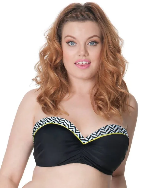 Curvy Kate Hypnotic Bandeau Bikini Top - Monochrome/Olive Mesh top bikini, Sexy, Fashionable, Beachwear