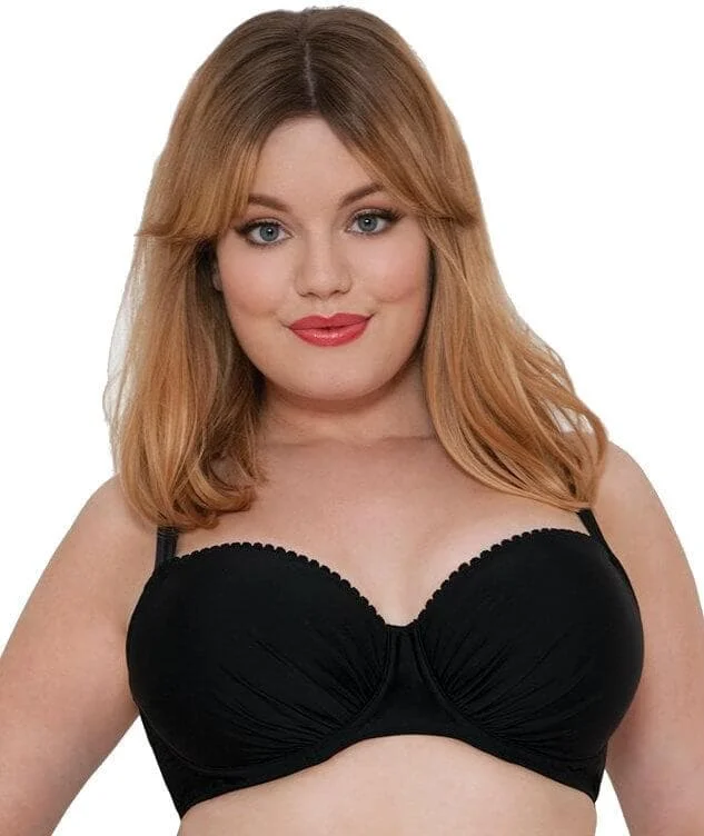 Curvy Kate Jetty Padded Balcony Bikini Top - Black Silk bikini, Luxurious, Elegant, Sexy