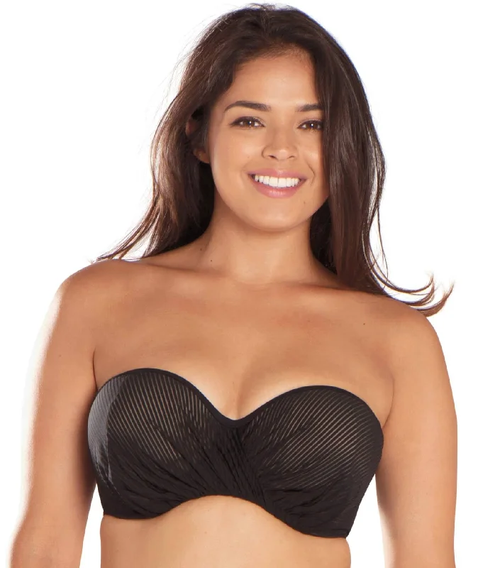 Curvy Kate Onyx Bandeau Bikini - Black Stripe Sheer bikini, Sexy, Chic, Fashionable