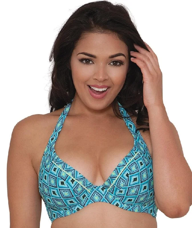 Curvy Kate Revive Halterneck Bikini - Aqua Print Shiny metallic bikini, Glamorous, Trendy, Sexy