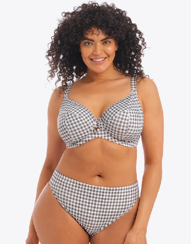 Elomi Checkmate Plunge Bikini Top Grey Marl Peplum bikini, Fun design, Chic, Comfortable